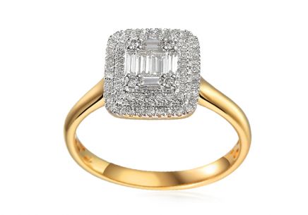 Brillant Verlobungsring mit Baguette Diamanten aus der Kollektion New York