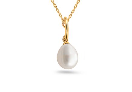 Goldanhänger mit weißer Perle 7,5 mm