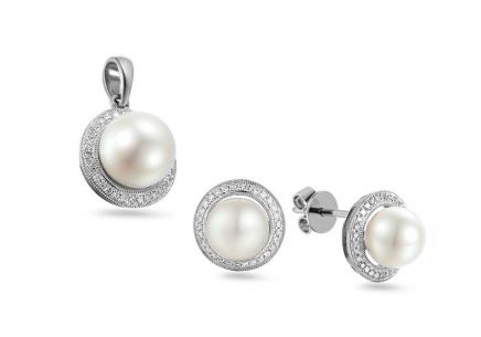 Perle besetzt mit Diamanten von 0,230 ct