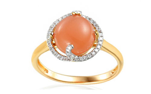 Ring mit Brillanten und orangen Mondstein - IZBR116