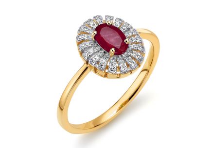 Brillant Goldring mit Rubin 0,160 ct